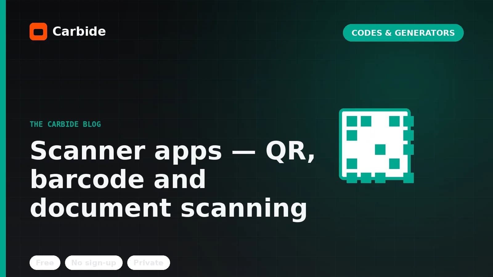 Scanner apps — QR, barcode and document scanning — Carbide blog illustration, Codes & Generators