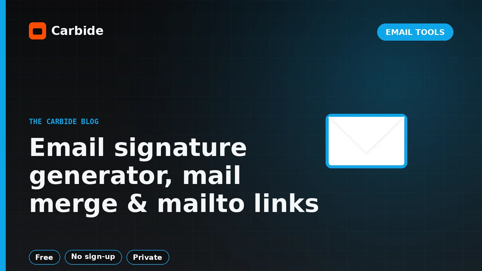 توقيع ايميل احترافي ودمج المراسلات وروابط mailto — صورة توضيحية من مدوّنة Carbide، أدوات البريد