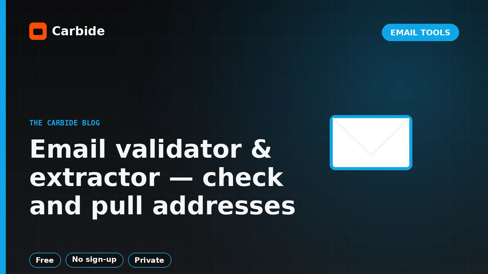Email validator & extractor — check and pull addresses — Carbide blog illustration, Email Tools