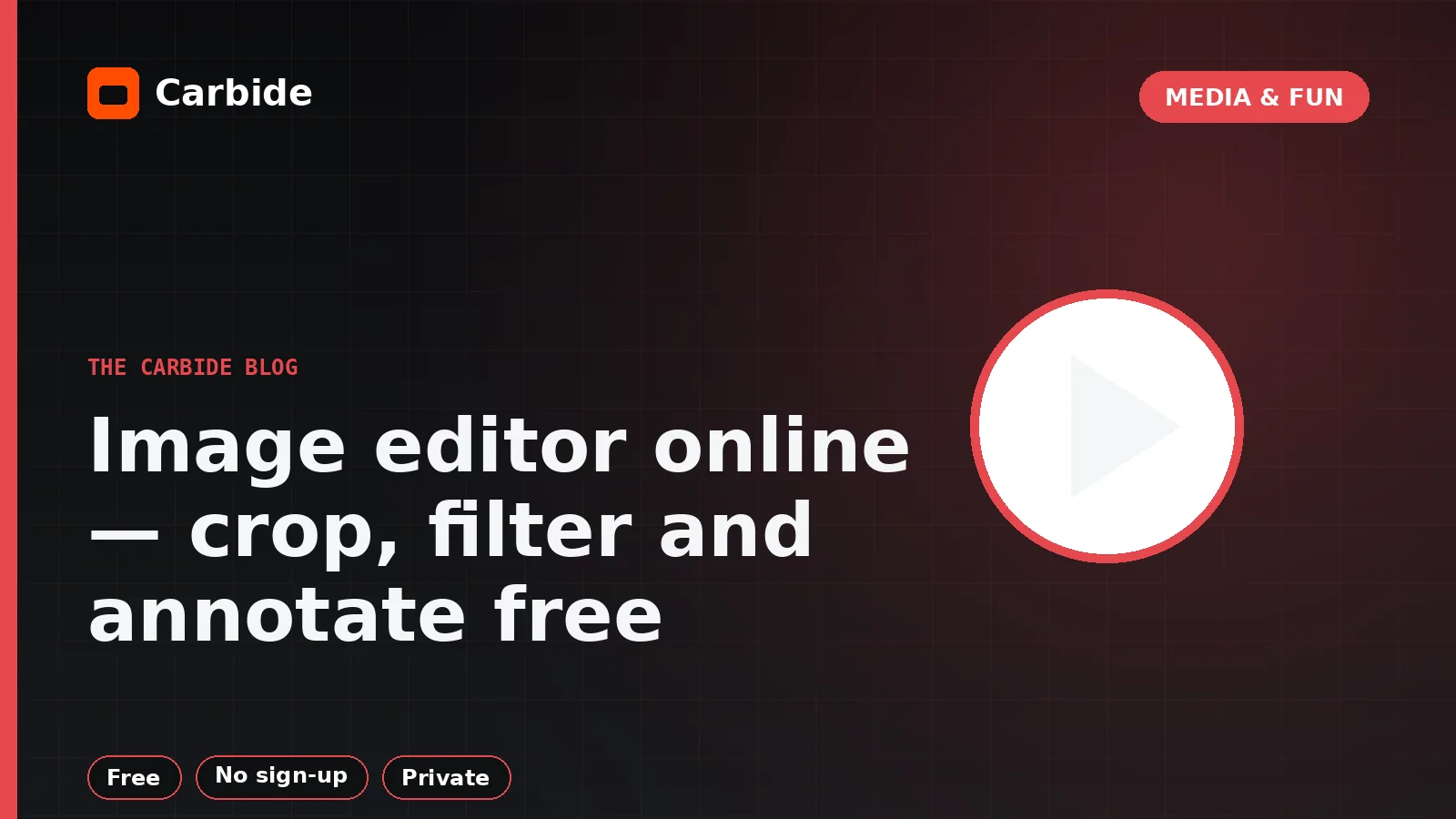 تعديل الصور اون لاين — قص وفلاتر وكتابة مجانا — صورة توضيحية من مدوّنة Carbide، الوسائط والمرح