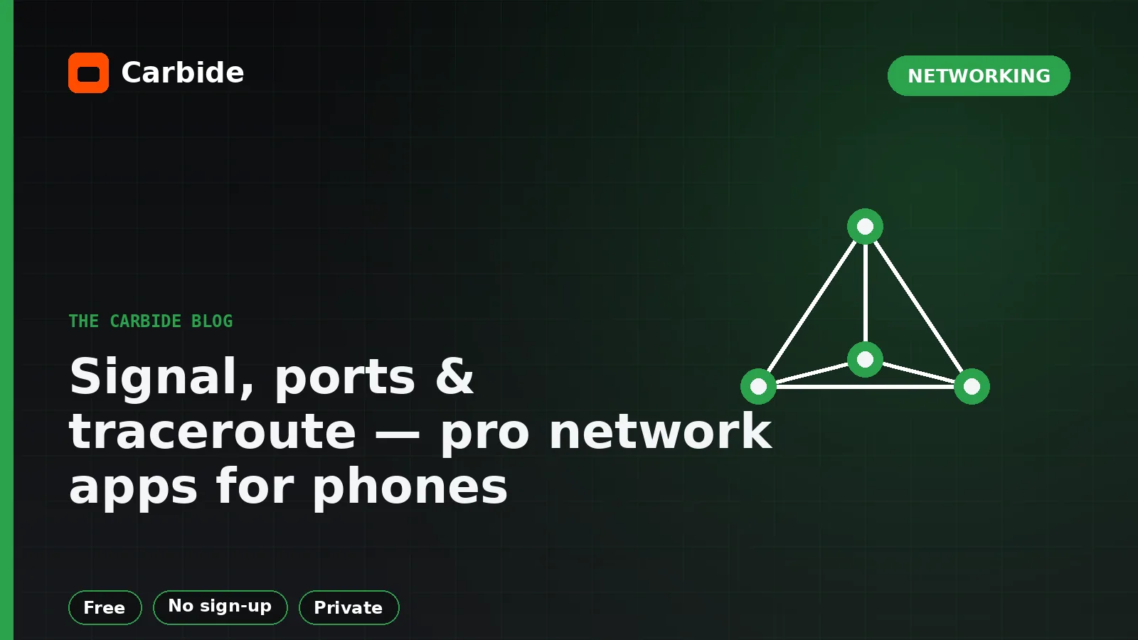Signal, ports & traceroute — pro network apps for phones — Carbide blog illustration, Networking