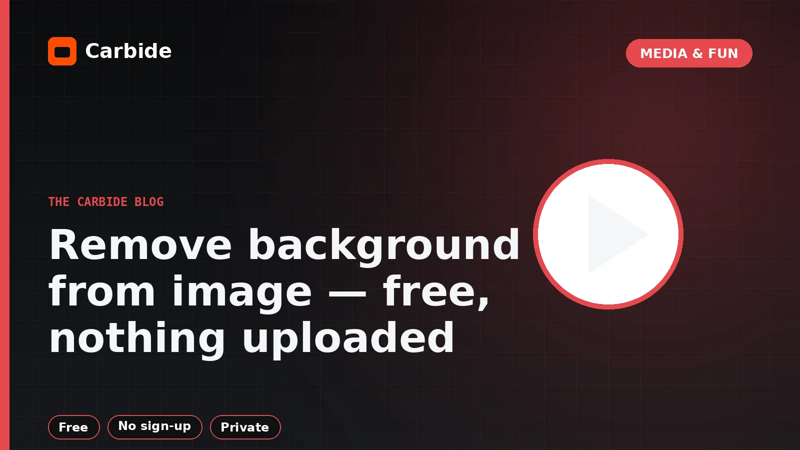Remove background from image — free, nothing uploaded — Carbide blog illustration, Media & Fun